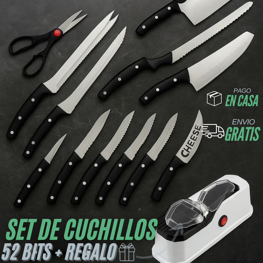 🔪 Set de Cuchillos 52 Bits 🧑🍳 + REGALO 🎁